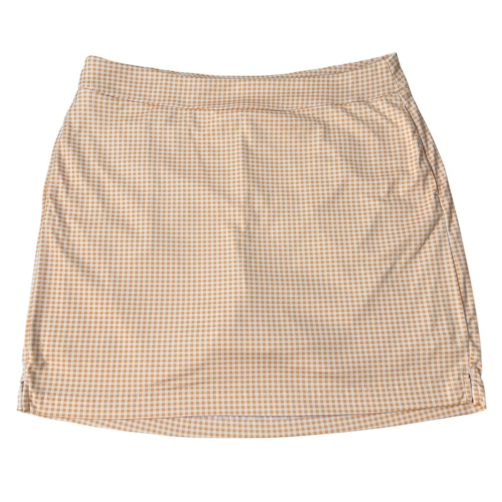 Greg Norman Womens Orange Gingham Checkered‎ Golf Tennis Skort Skirt Size Large